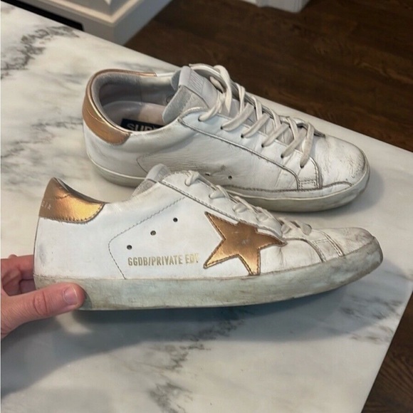 Golden Goose White and Gold Shoes - Picture 1 of 7